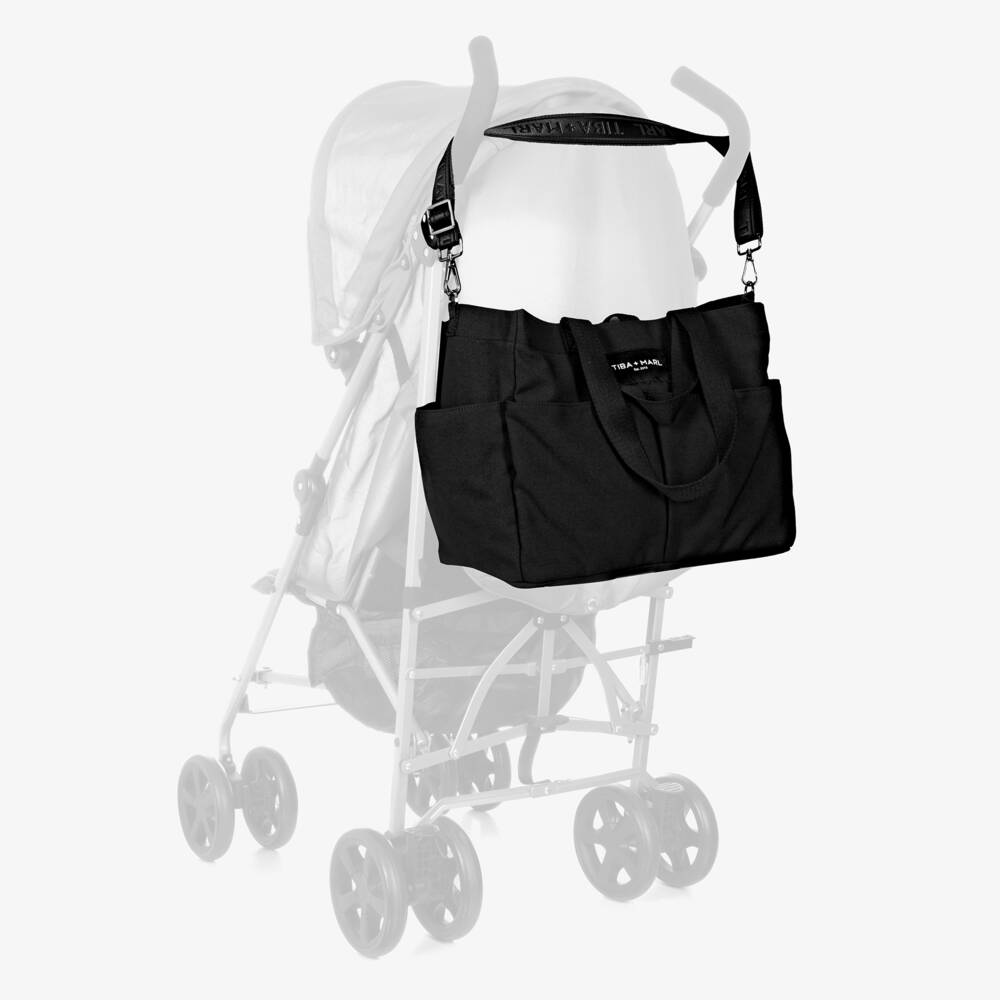 TIBA + MARL-Black Canvas Pocket Tote Changing Bag (35cm) | Childrensalon Outlet