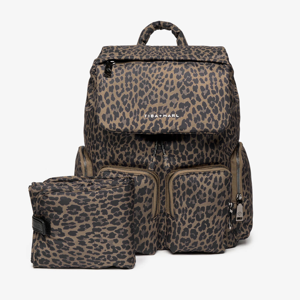 TIBA + MARL-Brown Leopard Print Changing Backpack (40cm) | Childrensalon Outlet