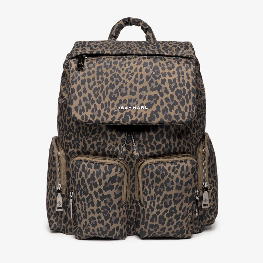 TIBA + MARL-Brown Leopard Print Changing Backpack (40cm) | Childrensalon Outlet