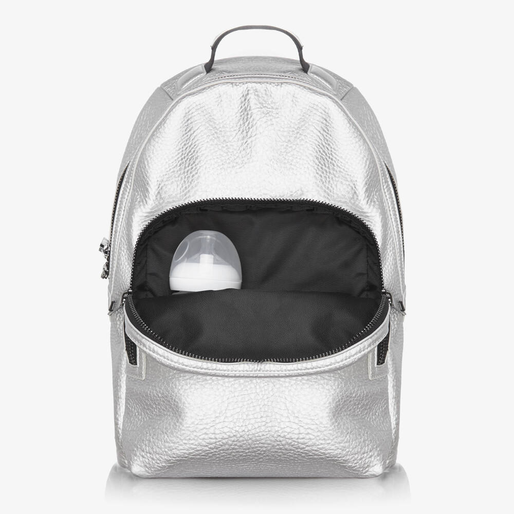 TIBA + MARL-Silver Faux Leather Changing Backpack (42cm) | Childrensalon Outlet