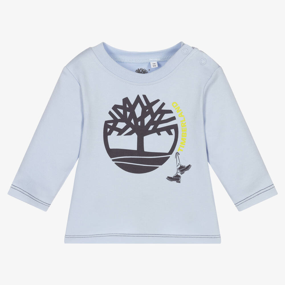 Timberland - توب قطن عضوي لون أزرق فاتح للمواليد | Childrensalon
