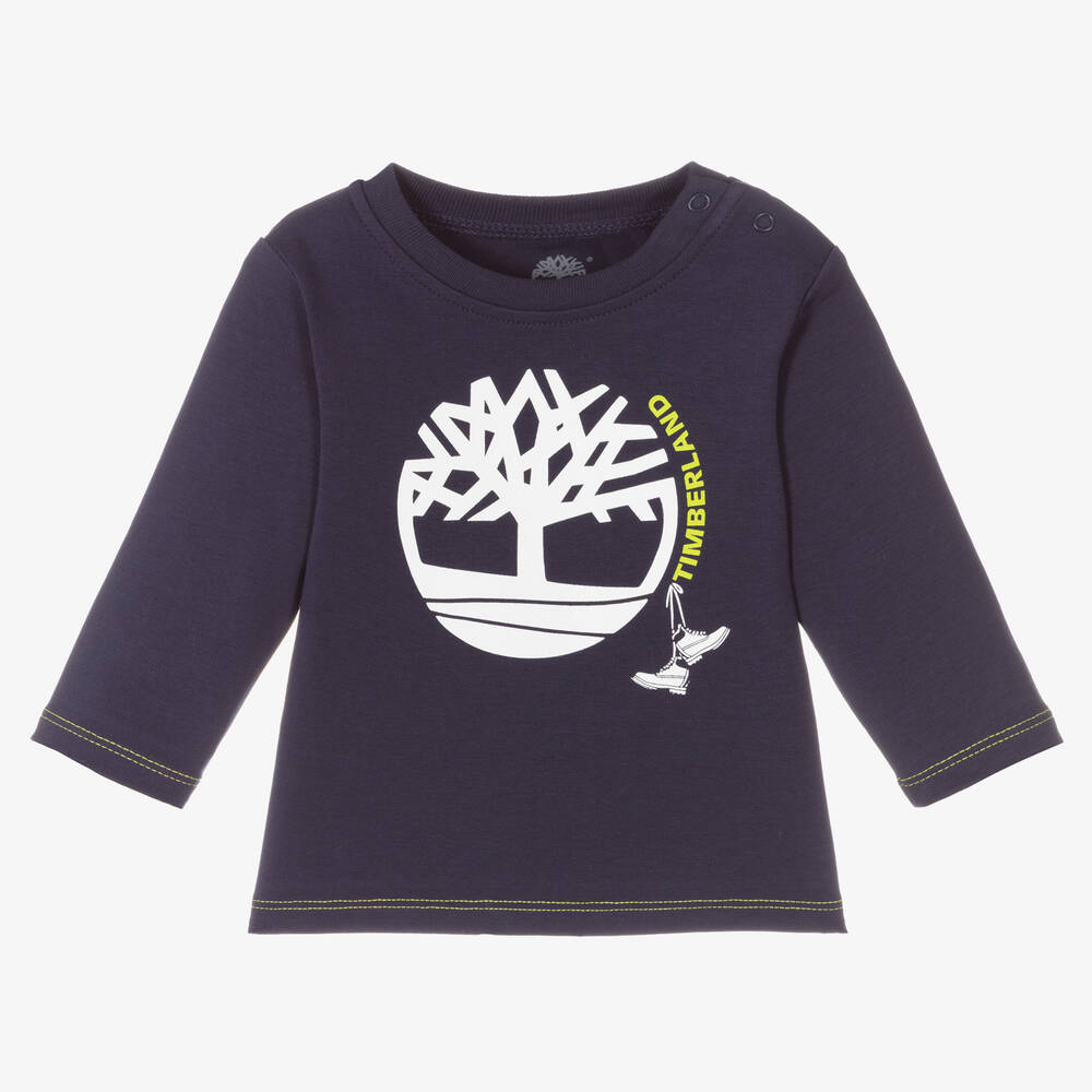 Timberland - توب قطن عضوي لون كحلي للمواليد | Childrensalon