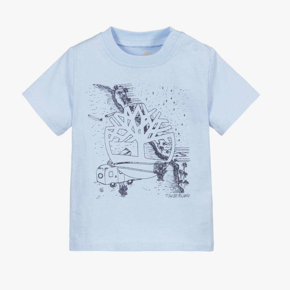 Timberland - Baby Boys Blue Cotton T-Shirt | Childrensalon