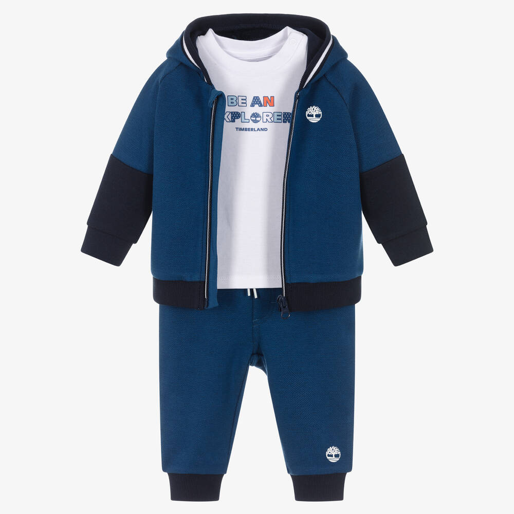 Timberland - Baby Boys Blue Cotton Tracksuit | Childrensalon