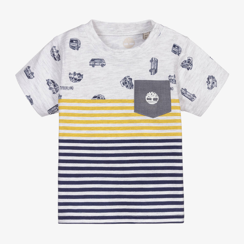 Timberland - Baby Boys Grey Cotton T-Shirt | Childrensalon