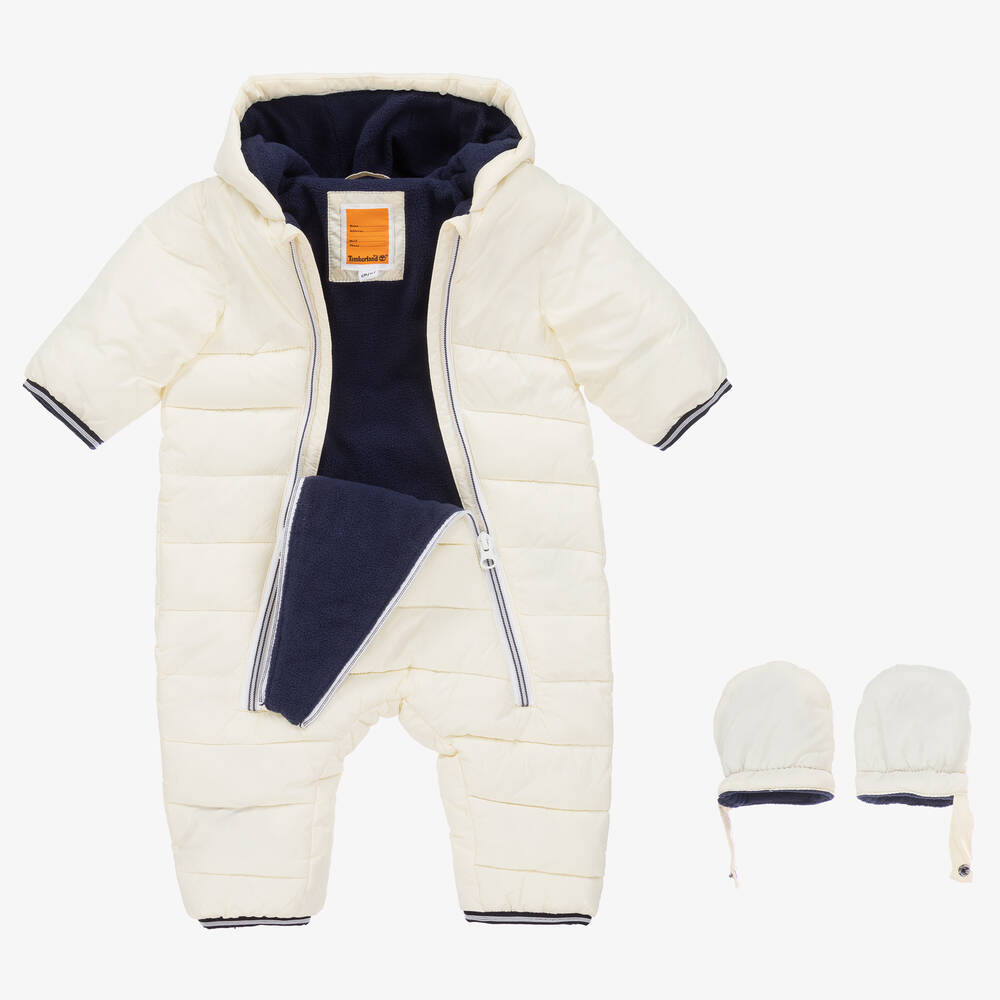 Timberland-Кремовый утепленный зимний комбинезон | Childrensalon Outlet