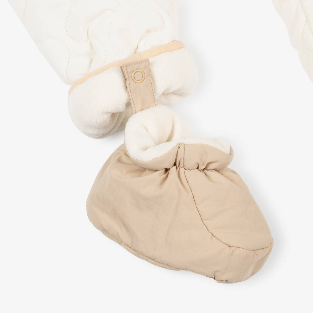 Timberland-Baby Boys Ivory Quilted Snowsuit with Cosy Fleece Lining | Childrensalon Outlet