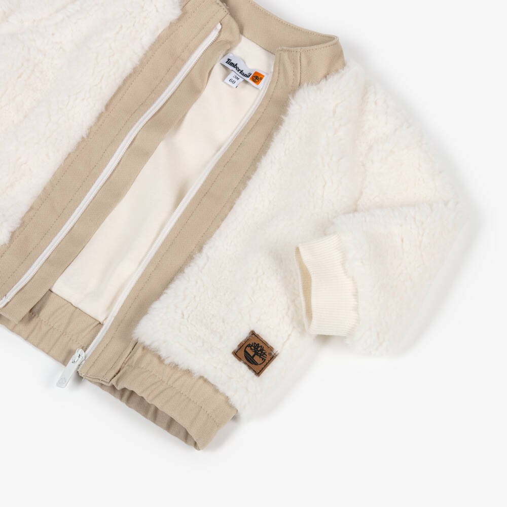 Timberland-Baby Boys Ivory Teddy Fleece Zip-Up Top | Childrensalon Outlet