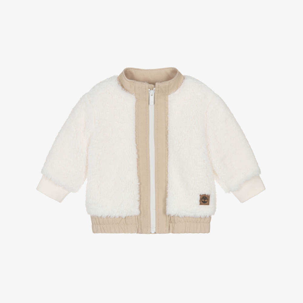 Timberland-Baby Boys Ivory Teddy Fleece Zip-Up Top | Childrensalon Outlet