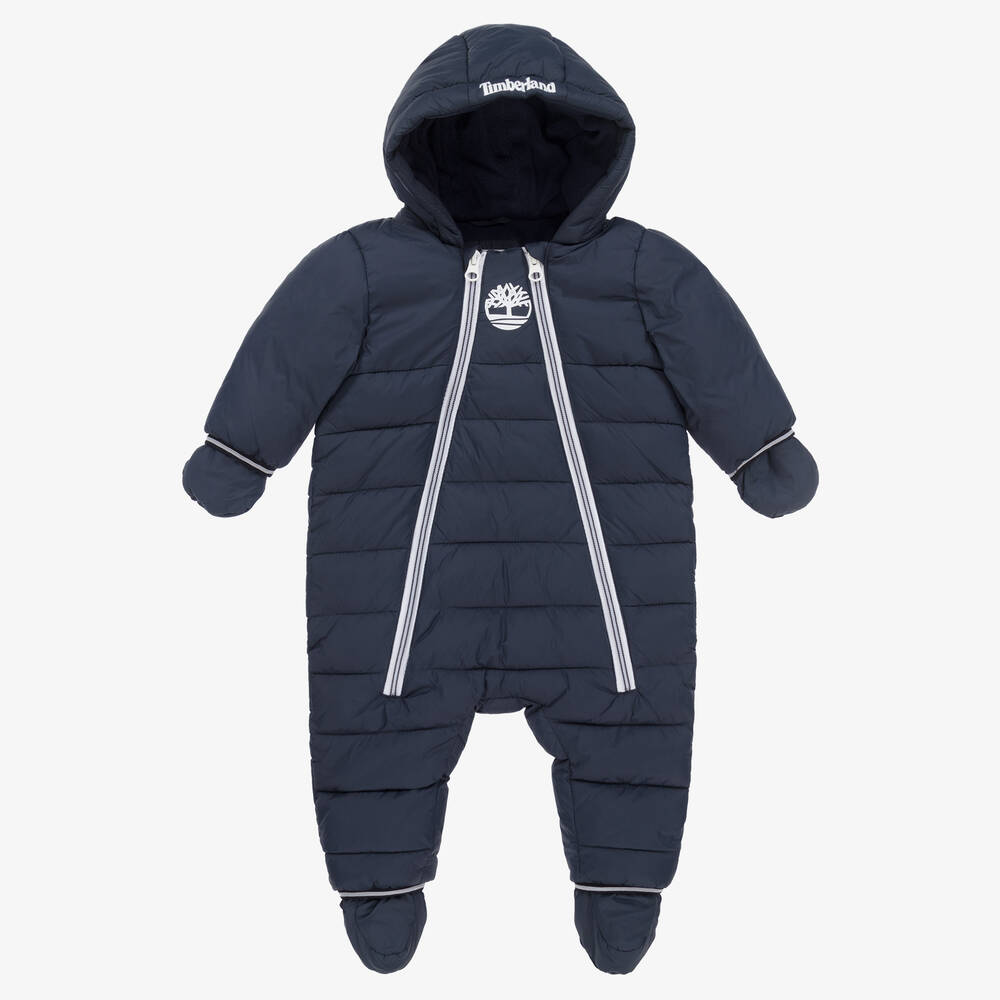 Timberland Baby Boys Navy Blue Padded Snowsuit Childrensalon Outlet