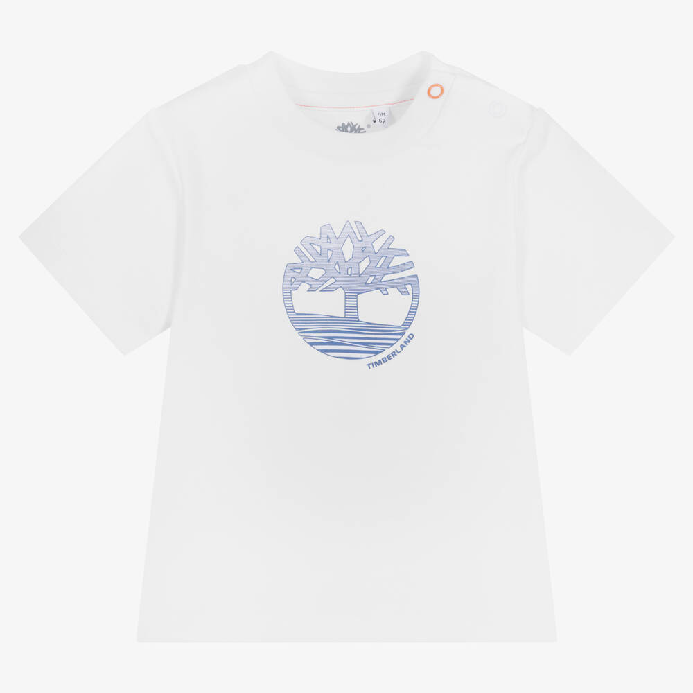 Timberland - Baby Boys White Logo T-Shirt | Childrensalon
