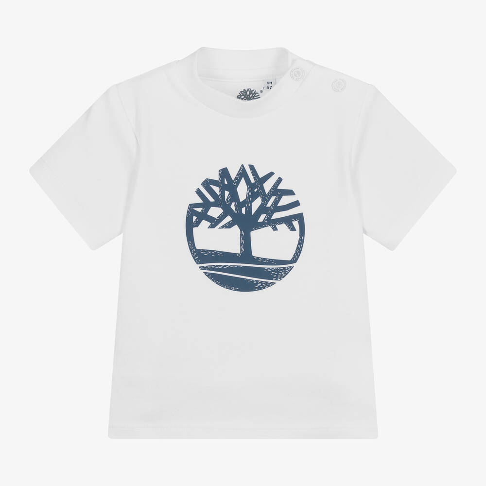 Timberland-Baby Boys White Organic Cotton T-Shirt | Childrensalon Outlet