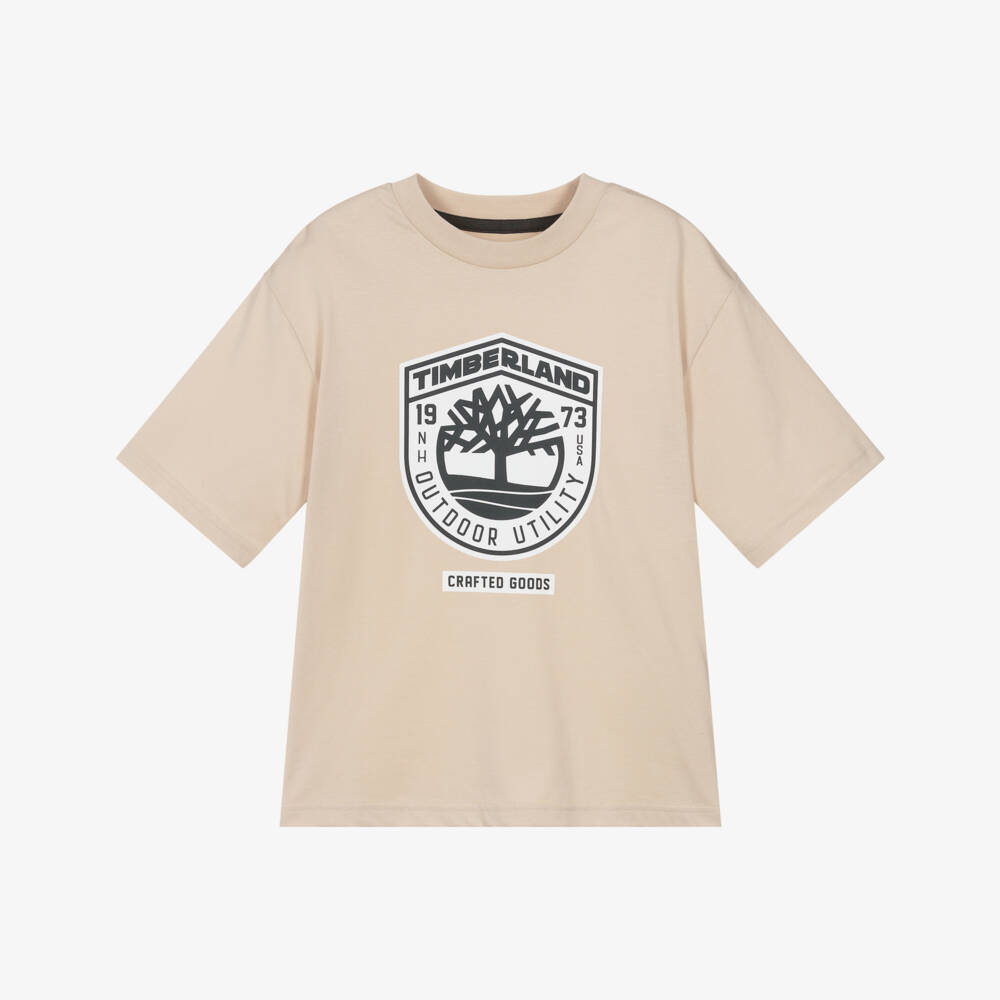 Timberland-Beige Logo Tshirt | Childrensalon Outlet