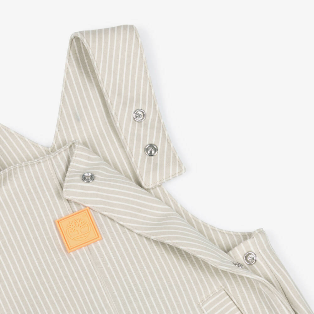 Timberland-Beige Stripe Dungaree Set | Childrensalon Outlet