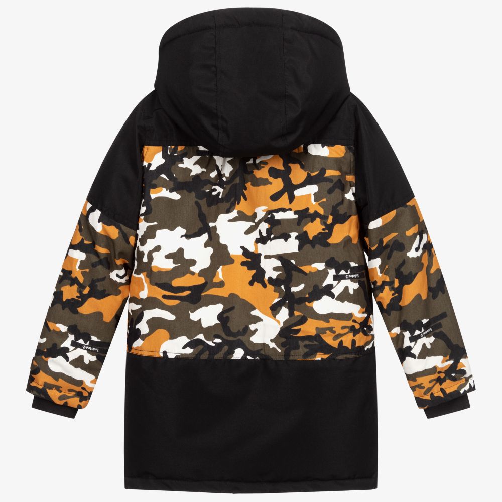 Timberland - Black & Yellow Camo Parka Coat | Childrensalon Outlet