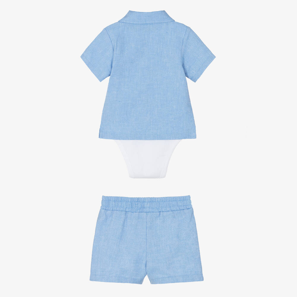 Timberland-Blue Baby Shirt And Short Set | Childrensalon Outlet