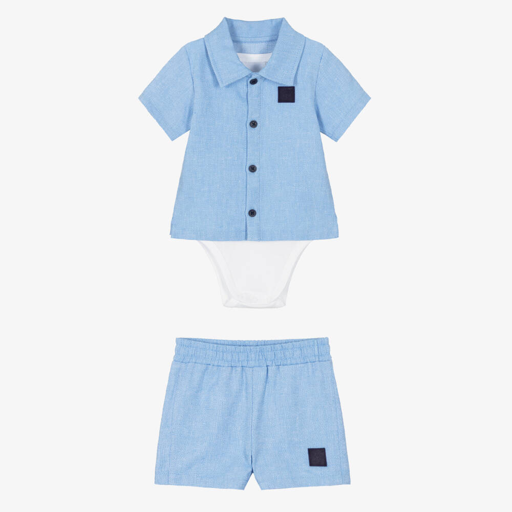 Timberland-Blue Baby Shirt And Short Set | Childrensalon Outlet