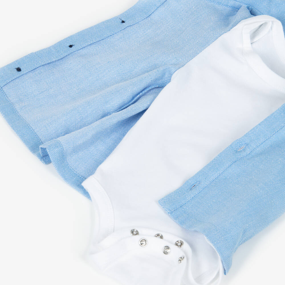 Timberland-Blue Baby Shirt And Short Set | Childrensalon Outlet