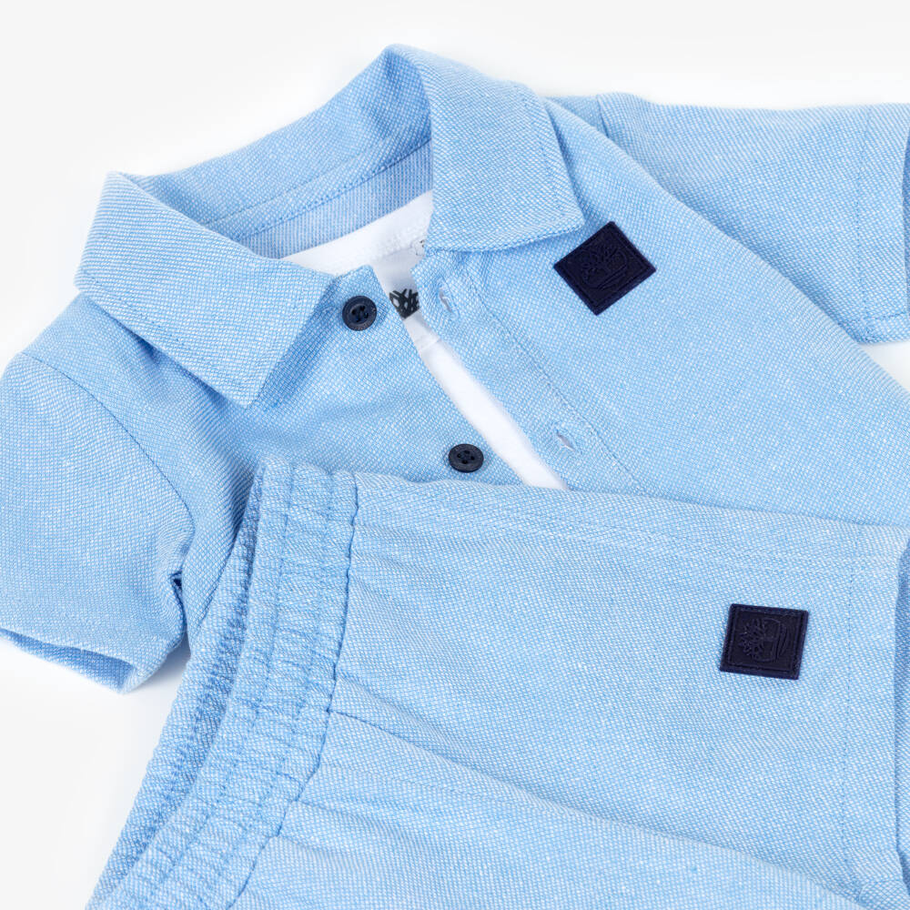 Timberland-Blue Baby Shirt And Short Set | Childrensalon Outlet
