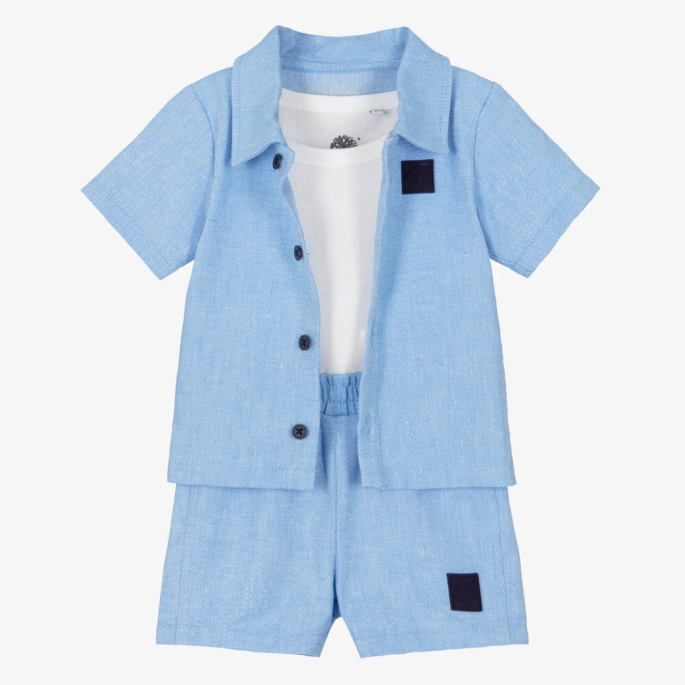 Timberland-Blue Baby Shirt And Short Set | Childrensalon Outlet