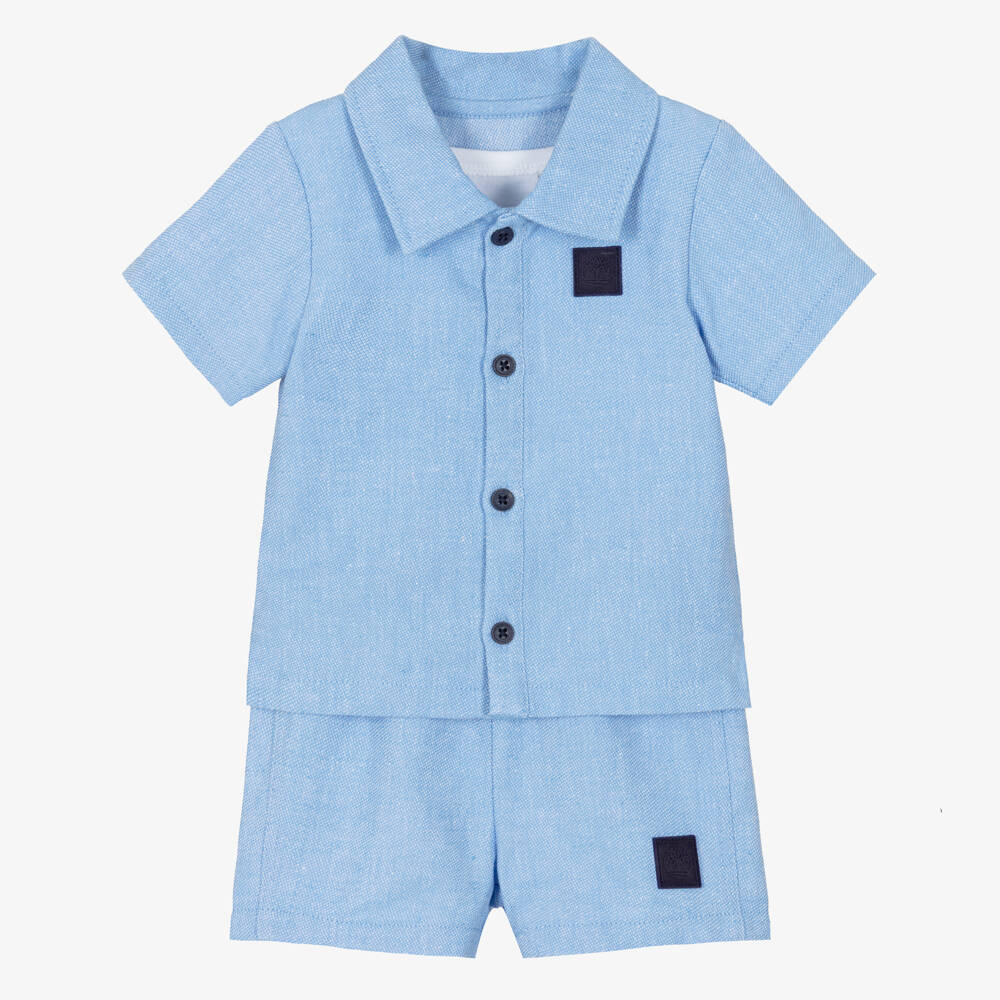 Timberland-Blue Baby Shirt And Short Set | Childrensalon Outlet