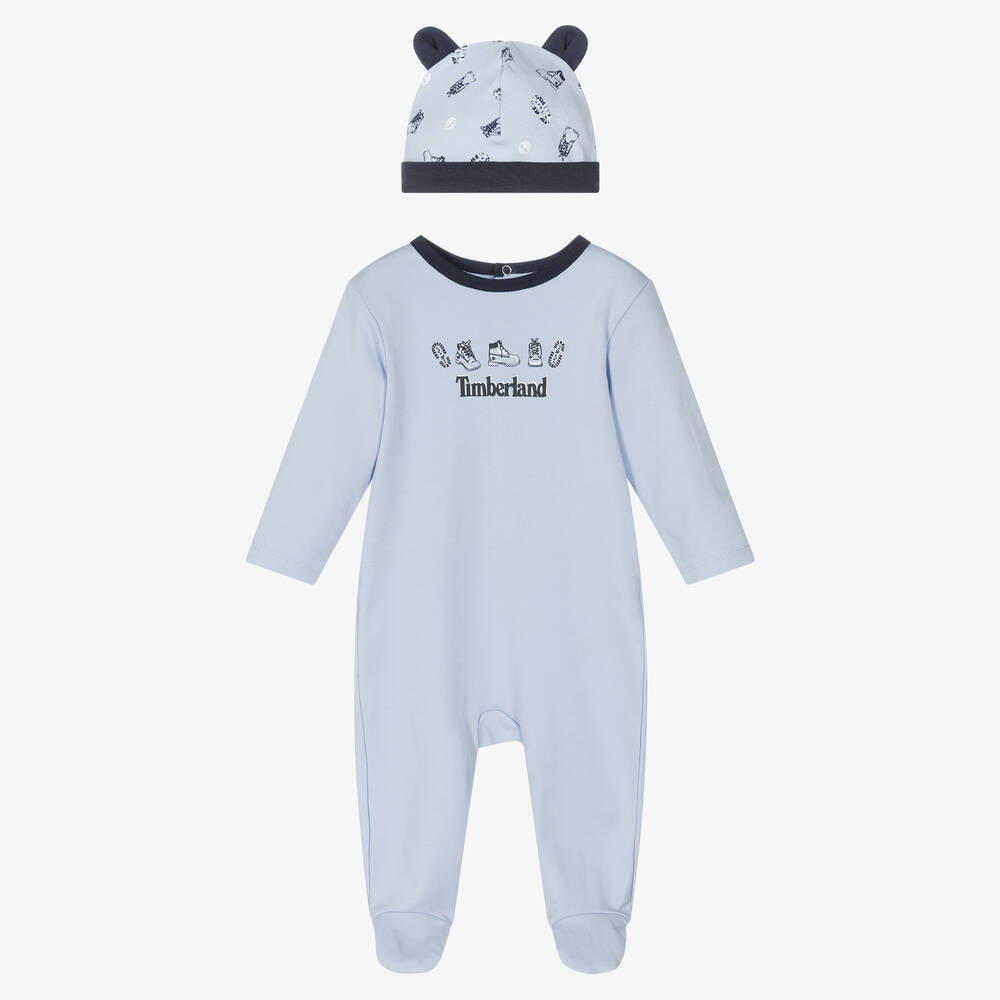 Timberland - Blue Babygrow & Hat Gift Set | Childrensalon