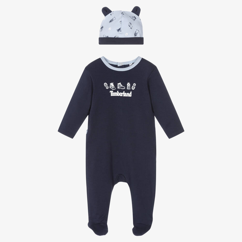 Timberland - Blue Babygrow & Hat Gift Set | Childrensalon