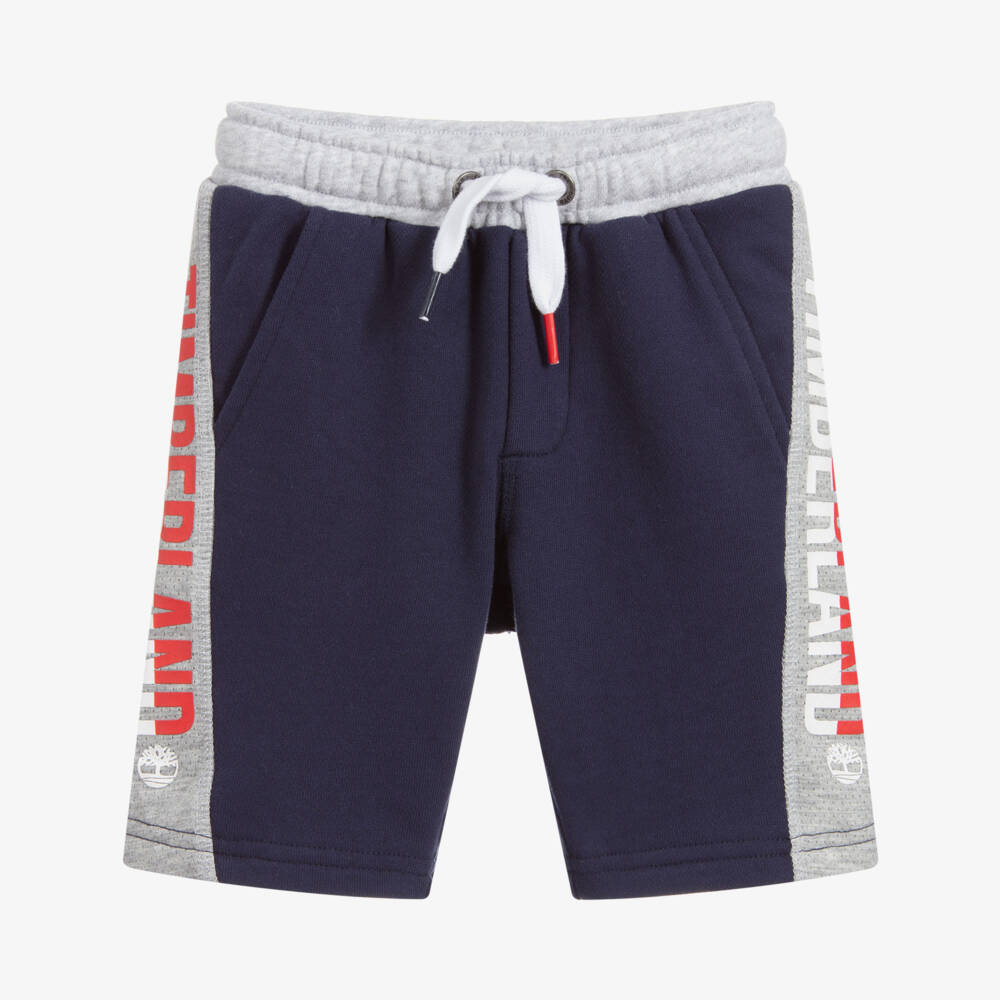 Timberland-Blue Cotton Logo Shorts | Childrensalon Outlet