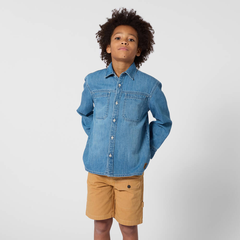 Timberland-Blue Denim Shirt | Childrensalon Outlet