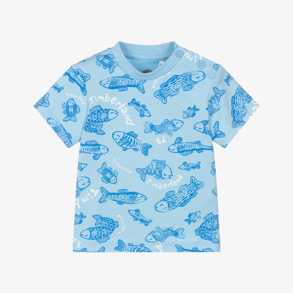 Timberland-Blue Fish Print Tshirt | Childrensalon Outlet