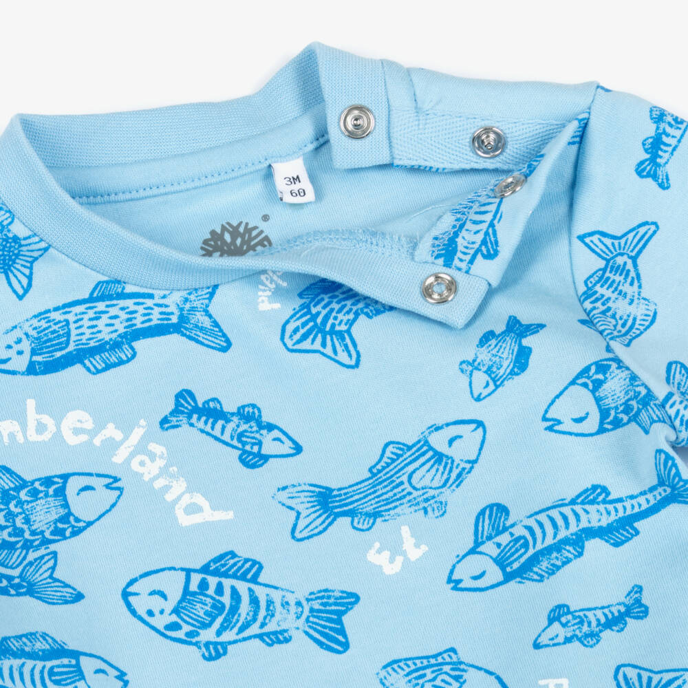 Timberland-Blue Fish Print Tshirt | Childrensalon Outlet