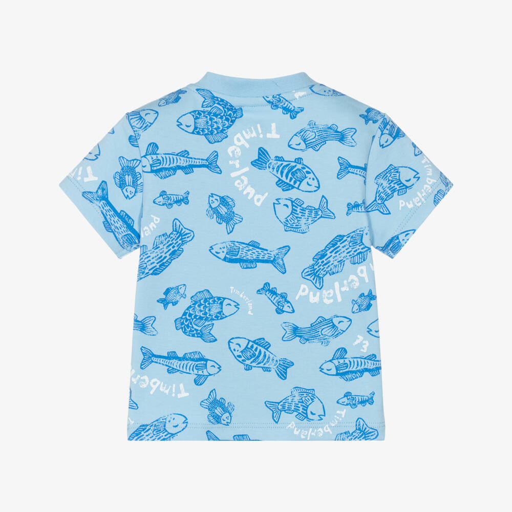 Timberland-Blue Fish Print Tshirt | Childrensalon Outlet