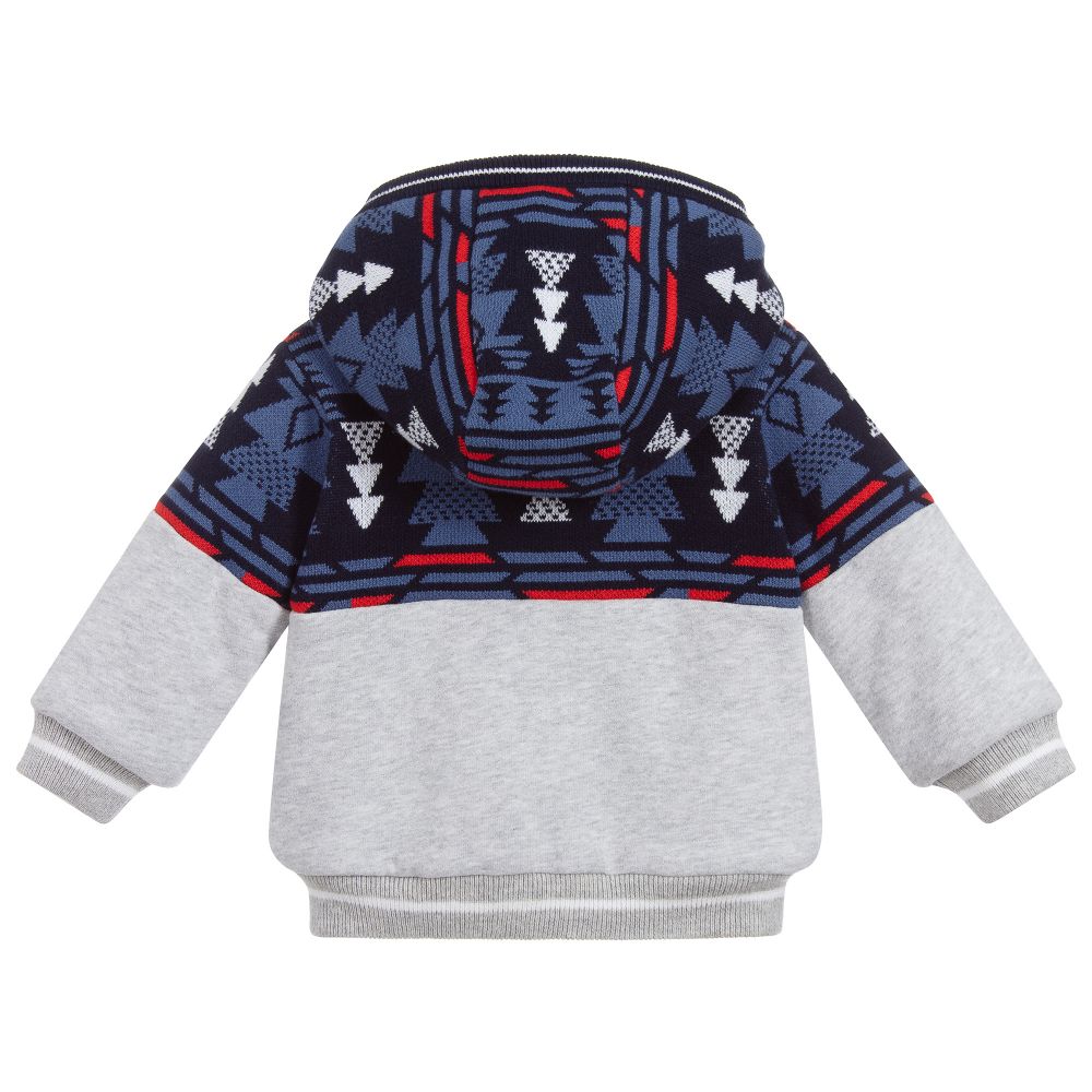 Timberland-Blue & Grey Cotton Hoodie | Childrensalon Outlet