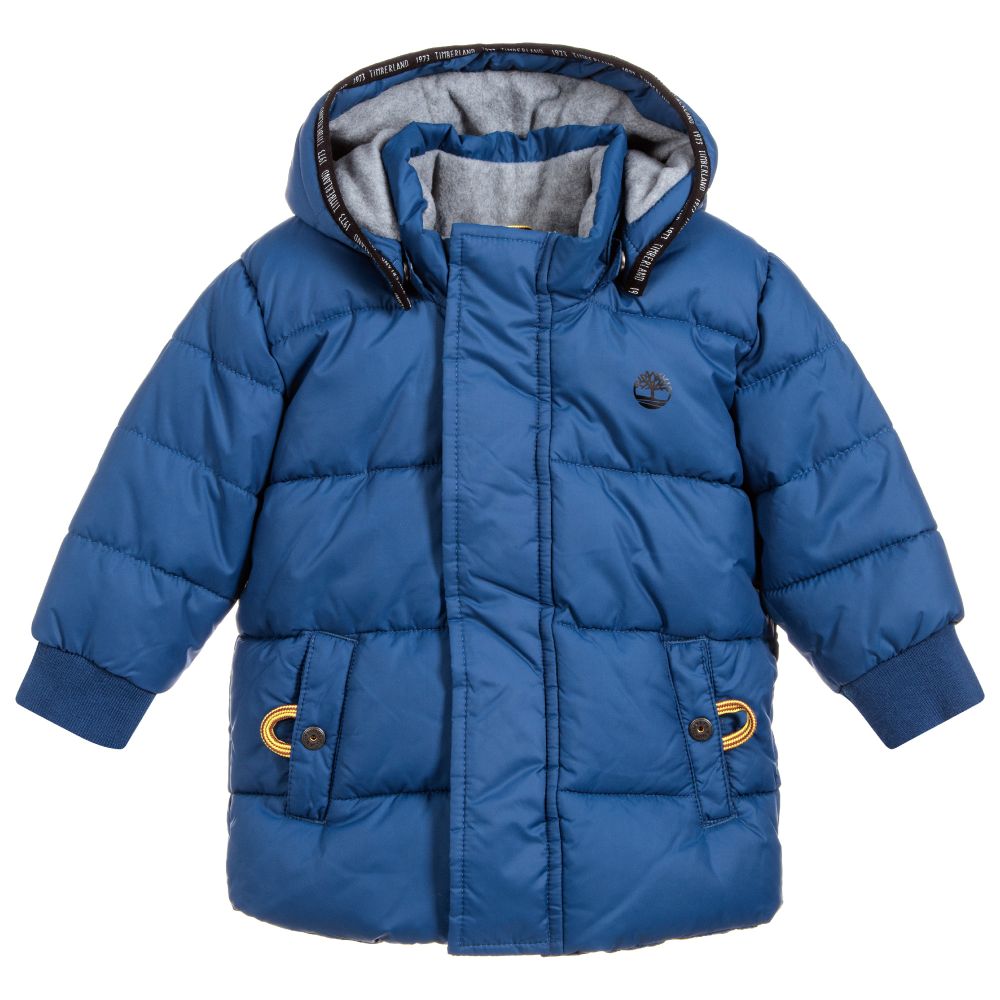 Timberland - Blue Hooded Puffer Coat | Childrensalon