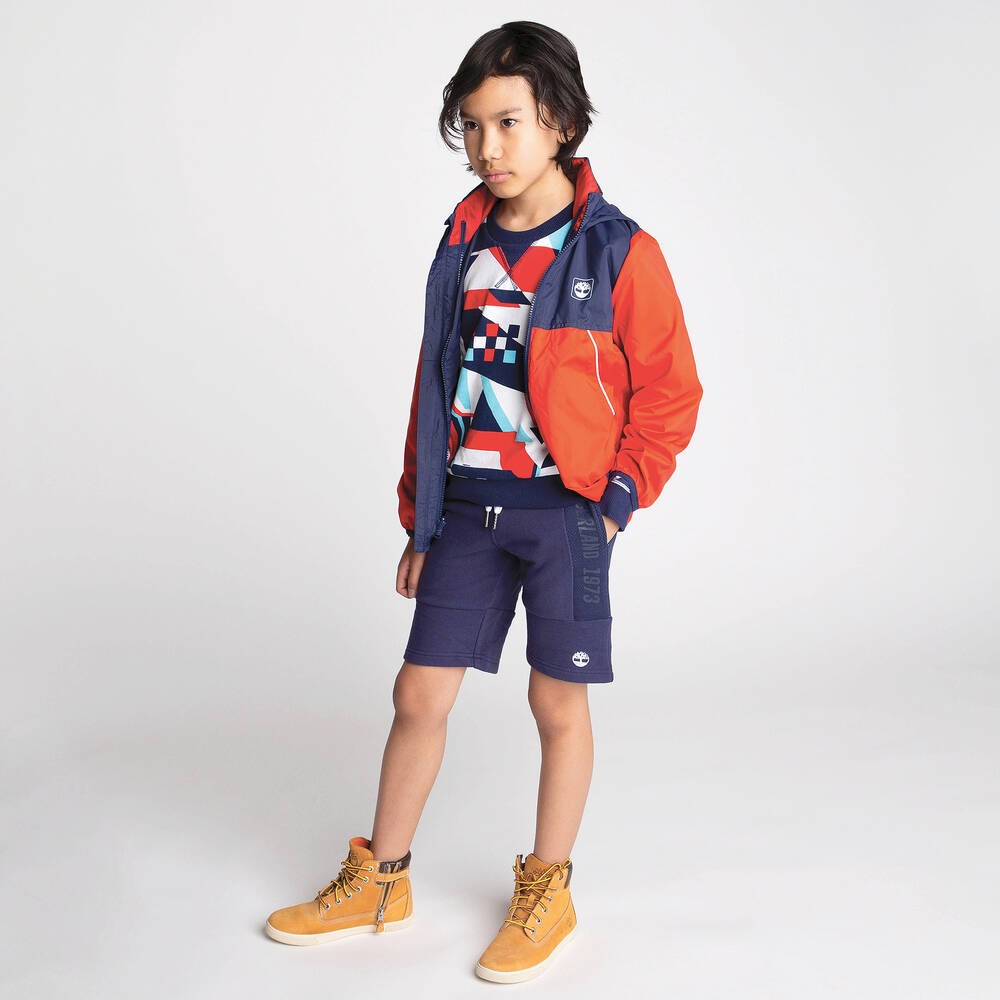 Timberland-شورت قطن سويتشيرت لون كحلي للأولاد | Childrensalon Outlet