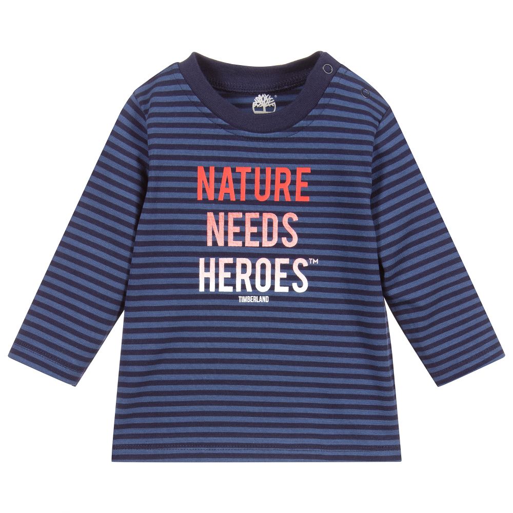 Timberland - Haut rayé bleu en coton Bébé | Childrensalon