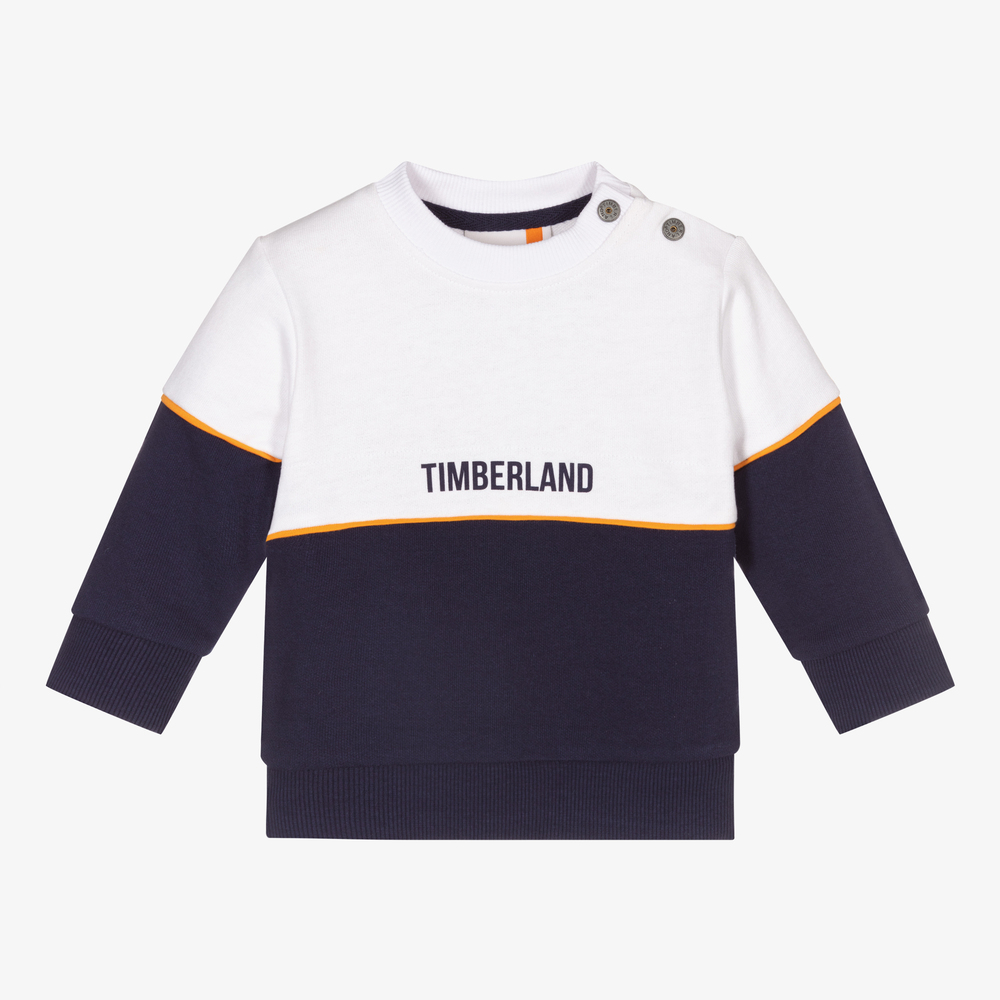 Timberland - Sweat bleu et blanc | Childrensalon