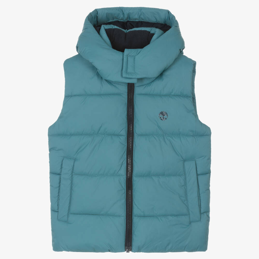 Timberland - Boys Aqua Blue Water Repellent Puffer Gilet  | Childrensalon