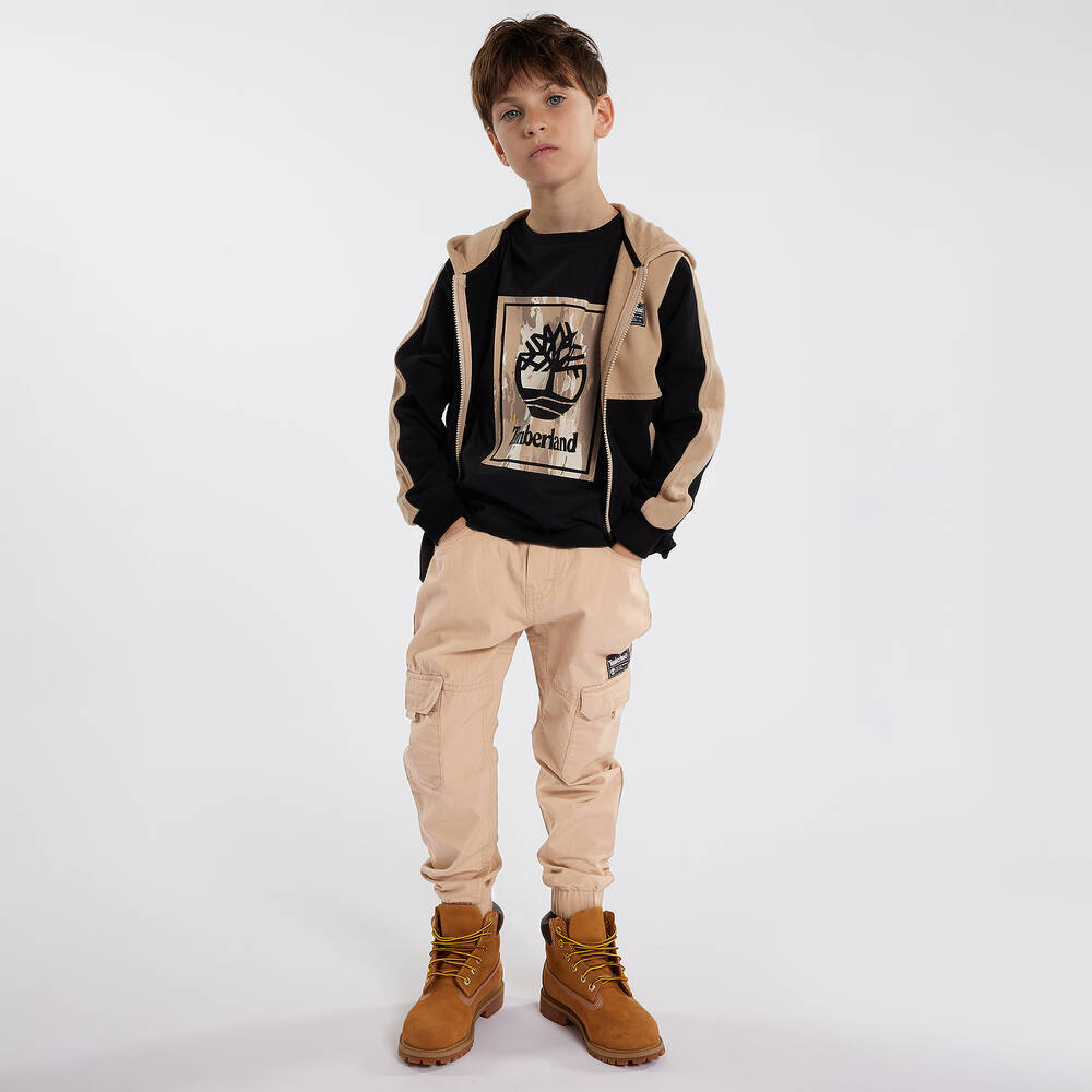 Timberland-Boys Beige Cotton Cargo Trousers | Childrensalon Outlet