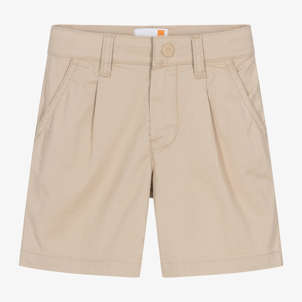 Timberland-Boys Beige Cotton Chino Shorts  | Childrensalon Outlet