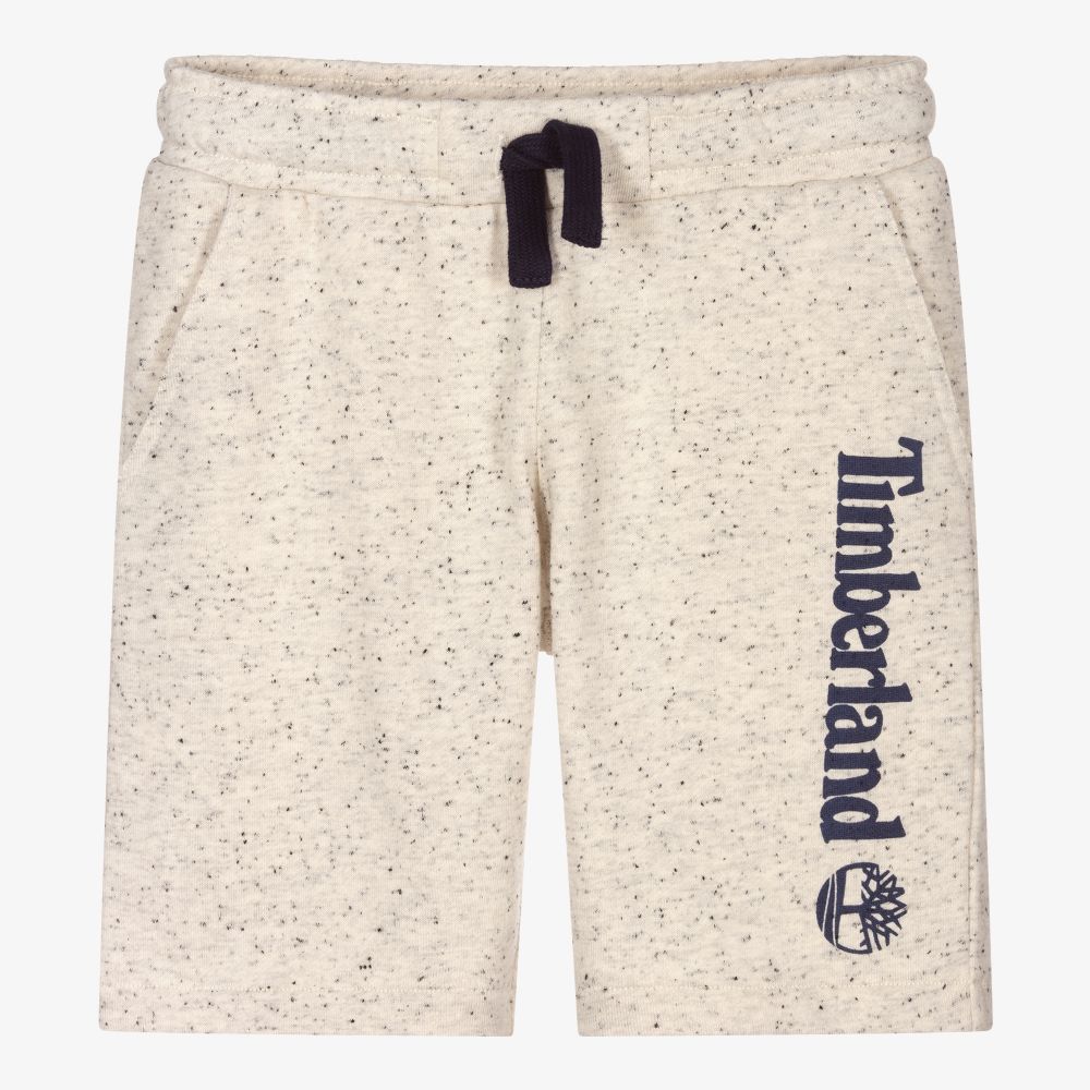 Timberland - Boys Beige Cotton Logo Shorts | Childrensalon