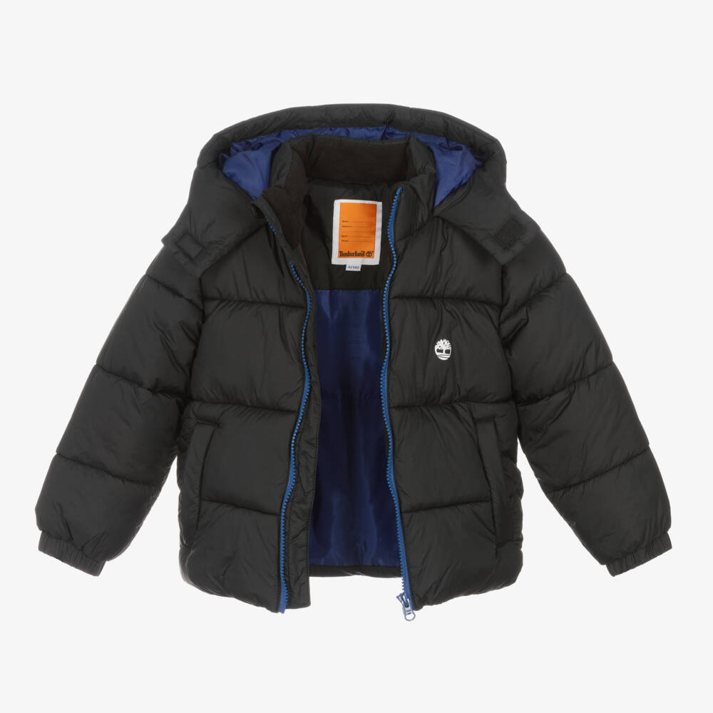 Timberland-Boys Black Hooded Puffer Jacket | Childrensalon Outlet