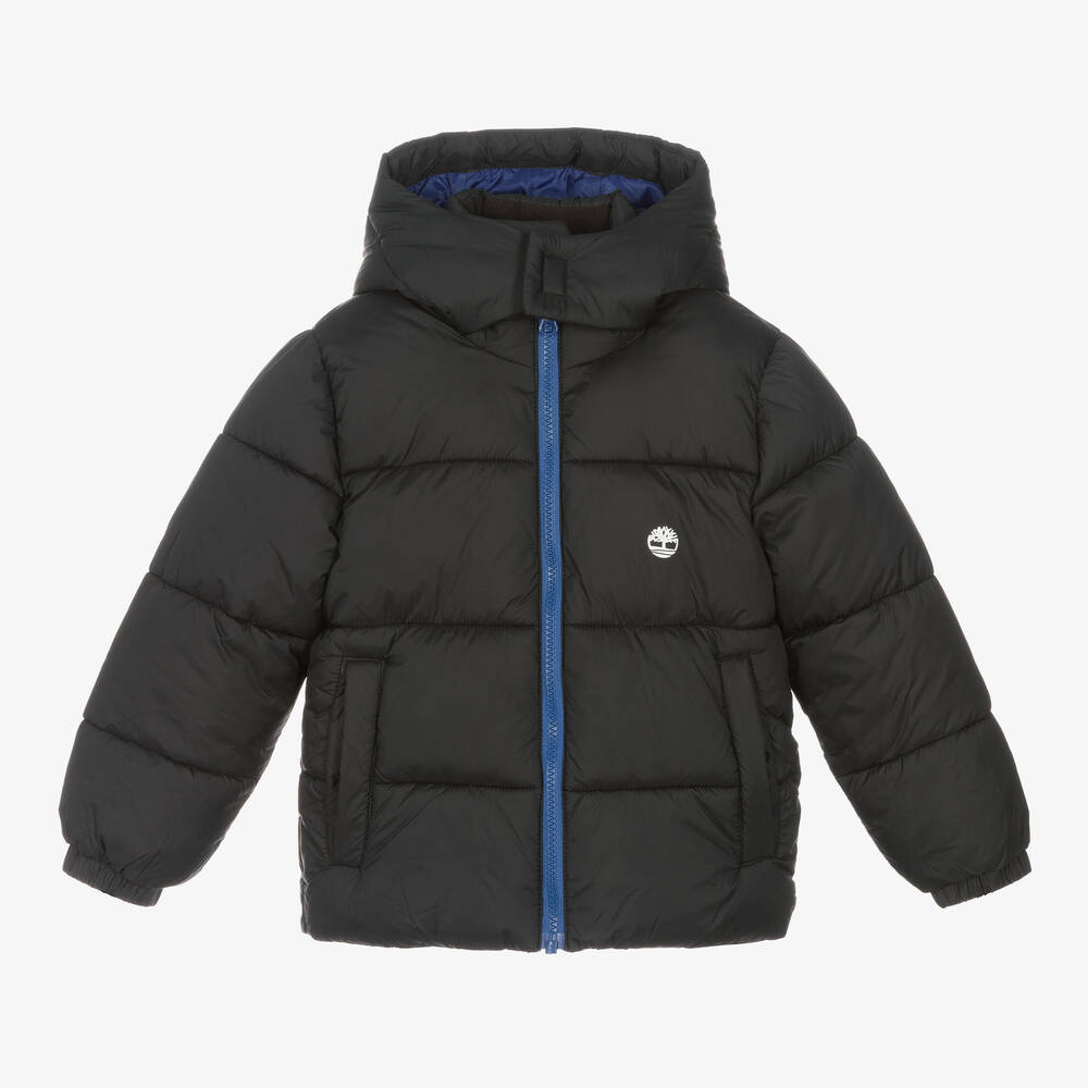 Timberland - Boys Black Hooded Puffer Jacket | Childrensalon