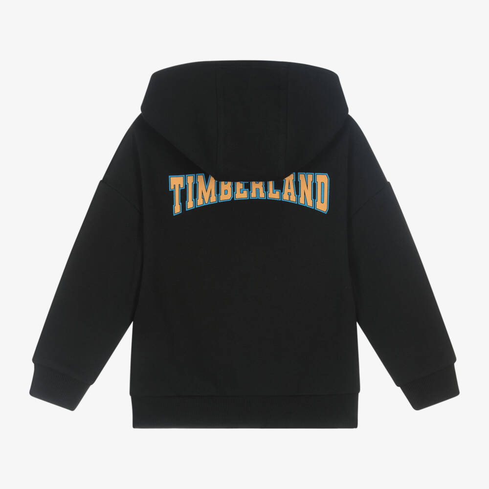 Timberland-توب هودي بسحاب مزيج قطن لون أسود للأولاد | Childrensalon Outlet