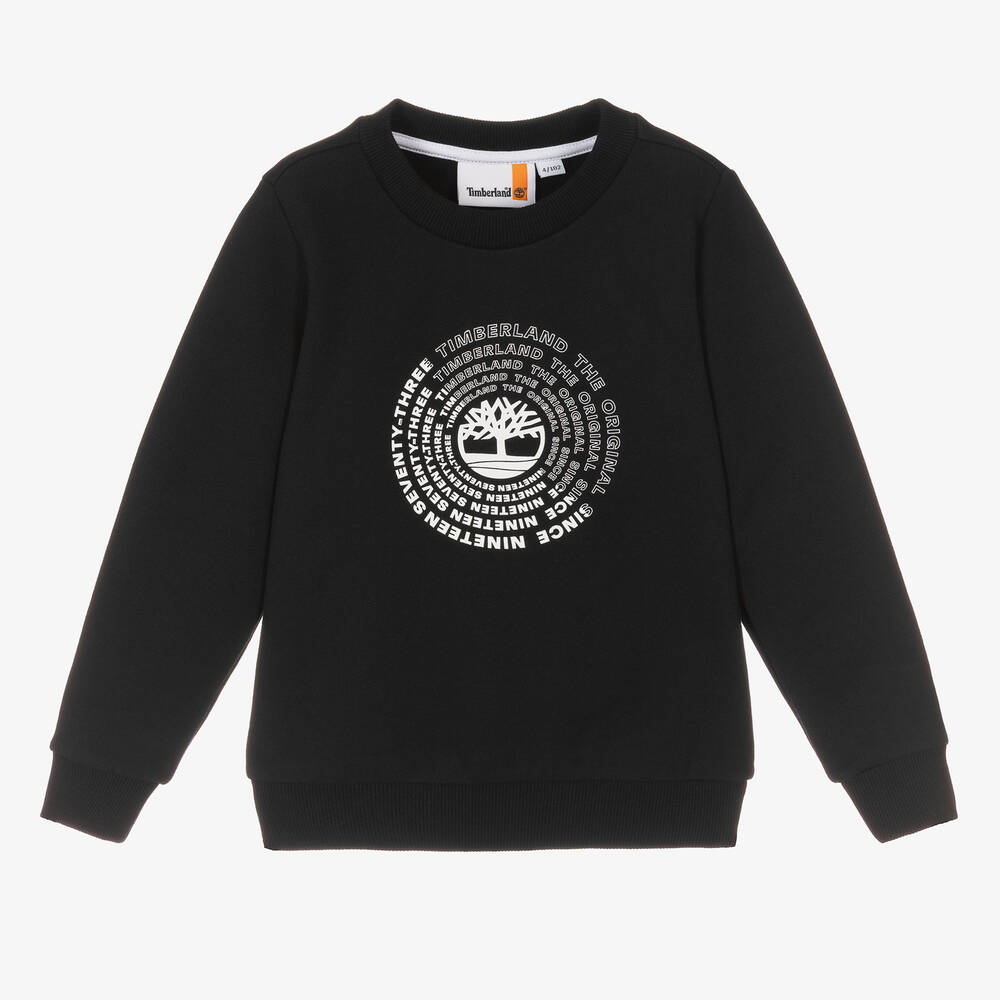 Timberland - Boys Black Organic Cotton Sweatshirt | Childrensalon
