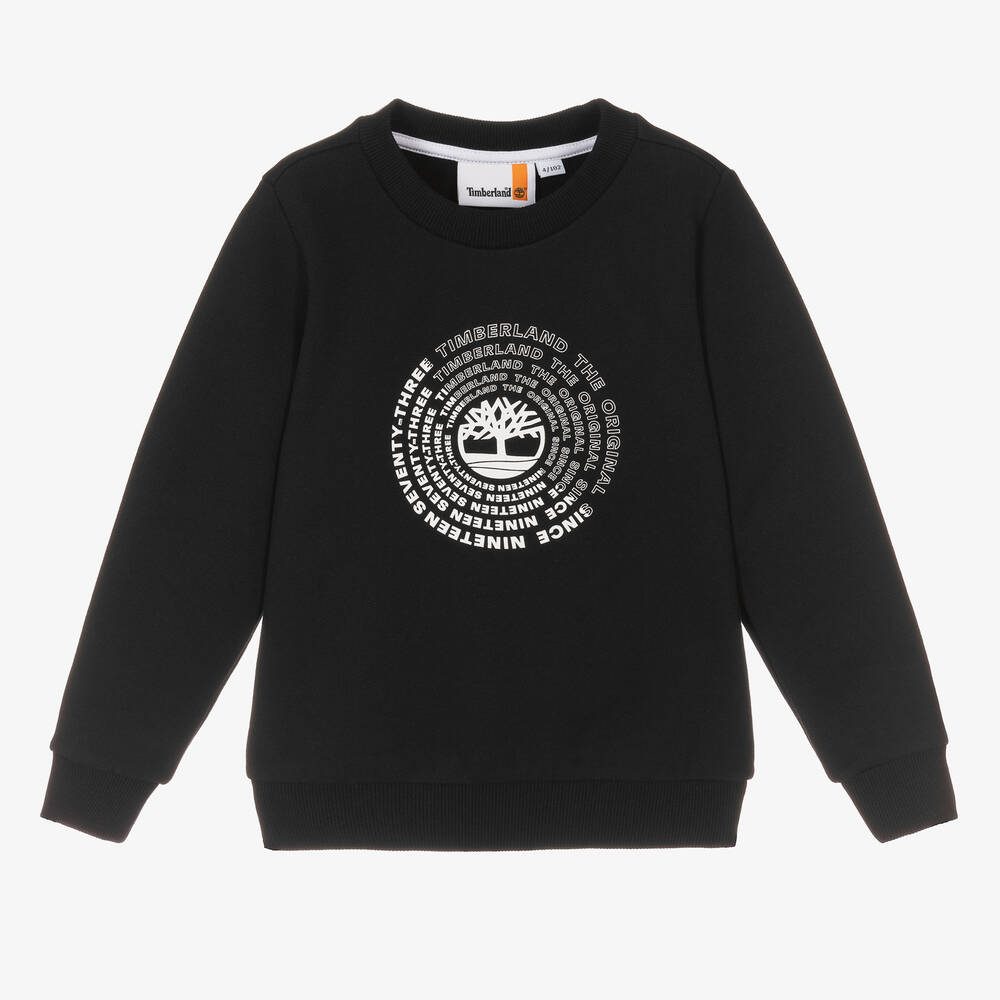 Timberland - Schwarzes Biobaumwoll-Sweatshirt | Childrensalon