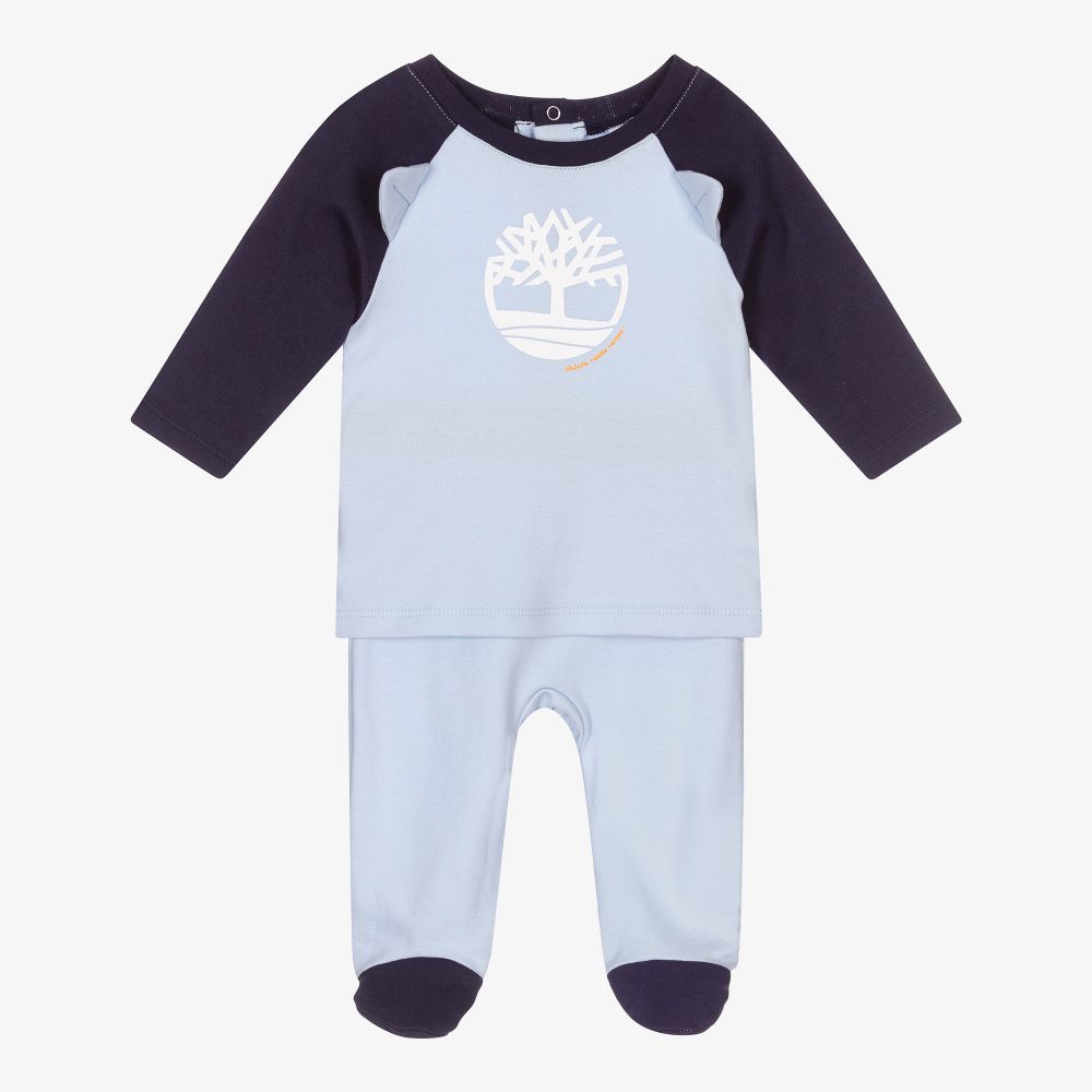 Timberland - Boys Blue 2 Piece Babygrow | Childrensalon