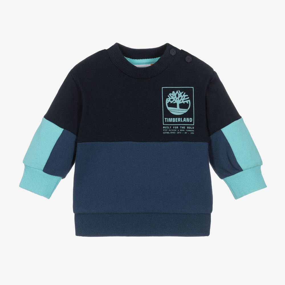 Timberland-Boys Blue Colourblock Cotton Sweatshirt | Childrensalon Outlet