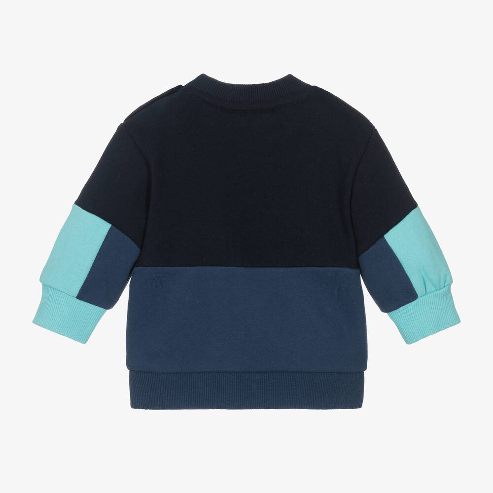 Timberland-سويتشيرت قطن عضوي جيرسي لون أزرق بألوان بلوك | Childrensalon Outlet