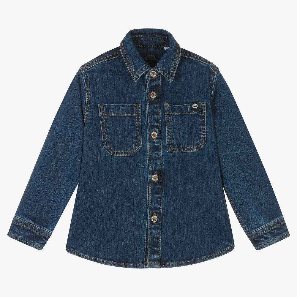 Timberland - Chemise bleue en denim de coton | Childrensalon